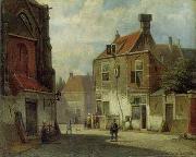 unknow artist, European city landscape, street landsacpe, construction, frontstore, building and architecture. 136